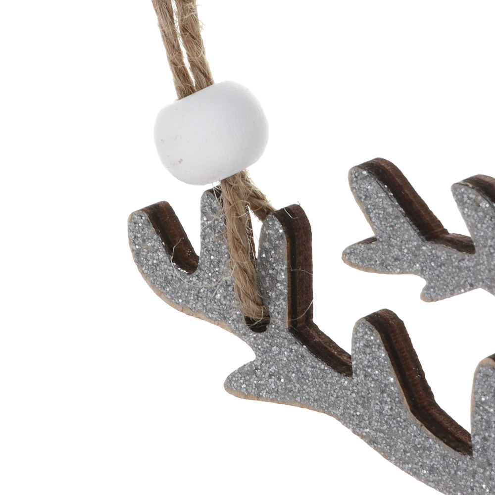Подвесное украшение "Олень" тм СНОУ БУМ 11 см, дерево, молочный, арт.№ 397-538