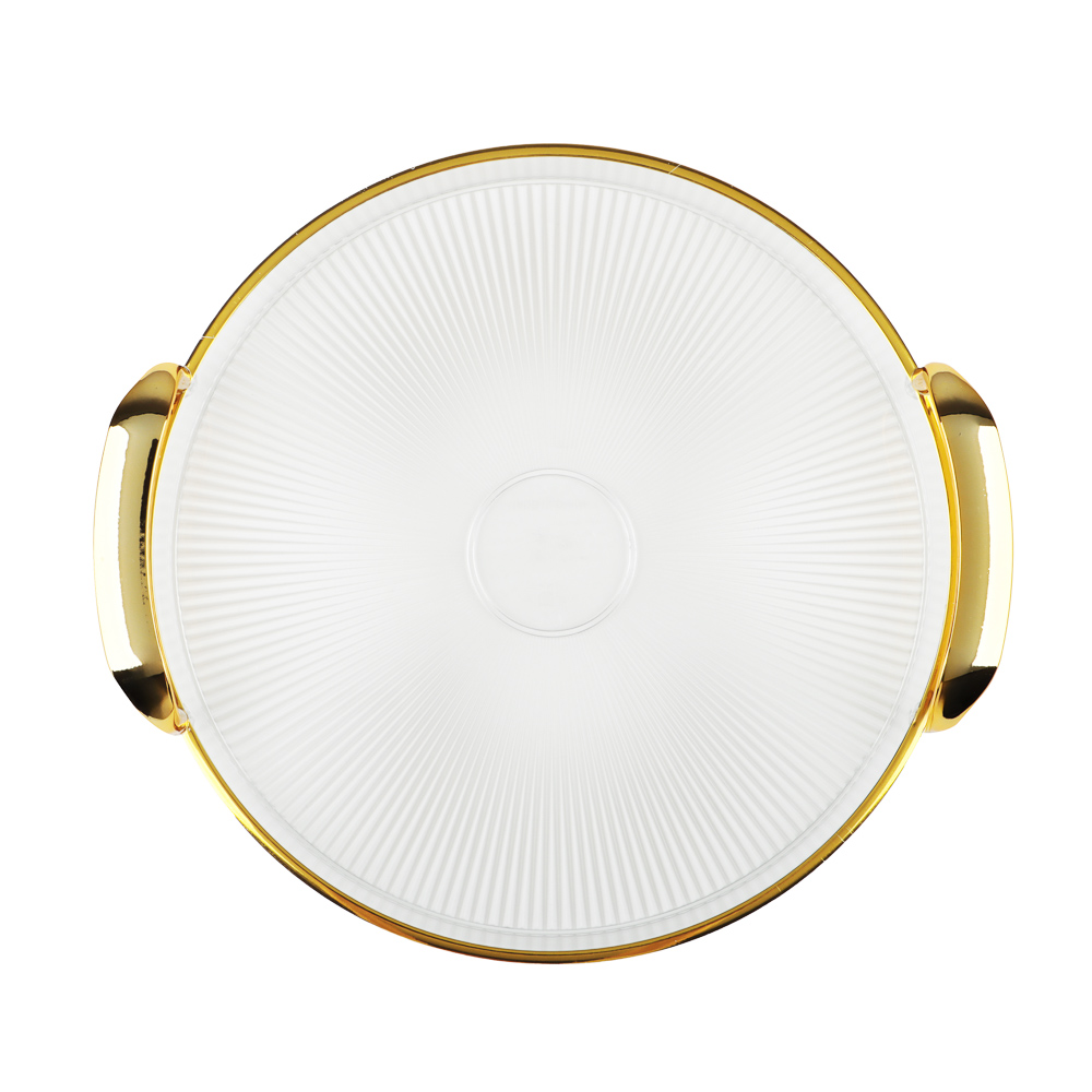 Поднос круглый с ручками с золотой каемкой 30x28x3см РЕТ, арт.№ 862-452