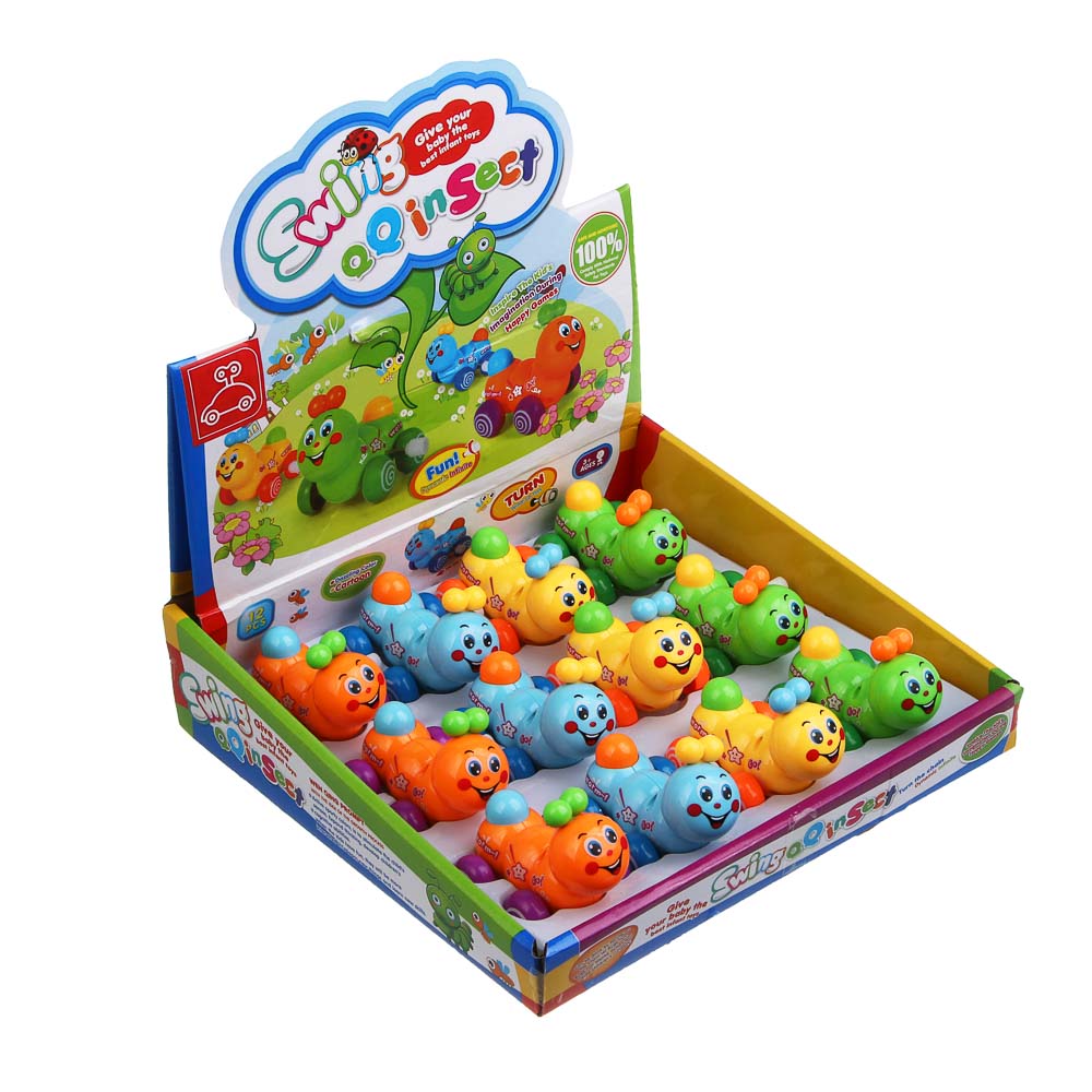 Заводная игрушка "Гусеничка", ABS, 5,3х7,1х5,7см, 4 дизайна, арт.№ 258-104