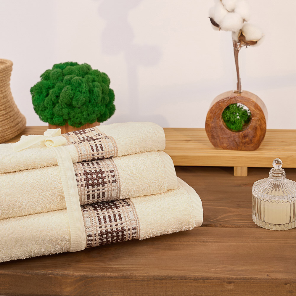 Комплект полотенец махровых 30х50 см, 50х90 см, 70х130 см PROVANCE Кантри, 100% хлопок, 480 г/м2, 2 цвета, арт.№ 484-172