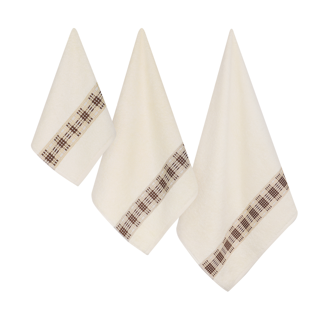 Комплект полотенец махровых 30х50 см, 50х90 см, 70х130 см PROVANCE Кантри, 100% хлопок, 480 г/м2, 2 цвета, арт.№ 484-172