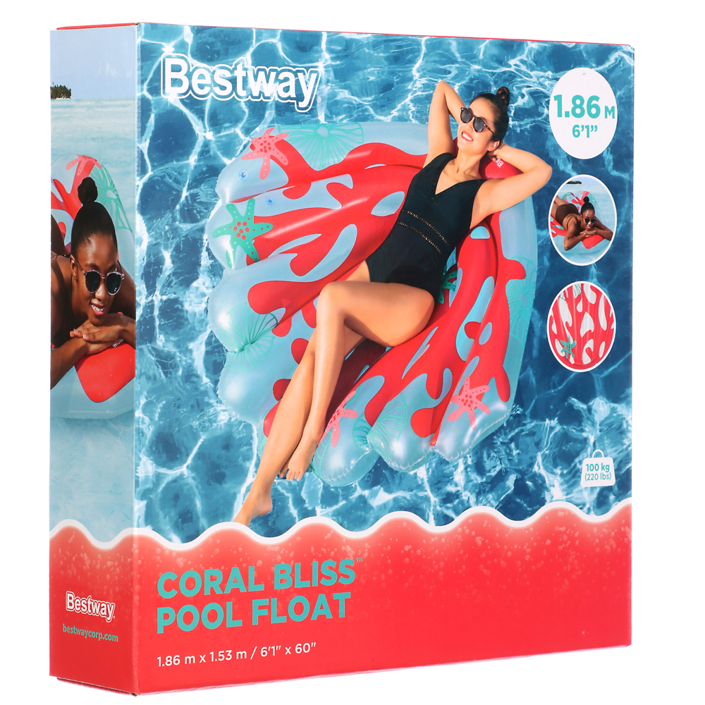 BESTWAY Плотик для бассейна CORAL BLISS, 186x153см, 43724, арт.№ 036-098