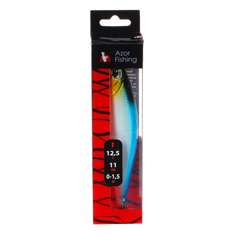 AZOR FISHING Воблер "Стик Минноу", F, 12,5гр, 110мм, 0,0-1,5м, 5 цветов, арт.№ 145-187