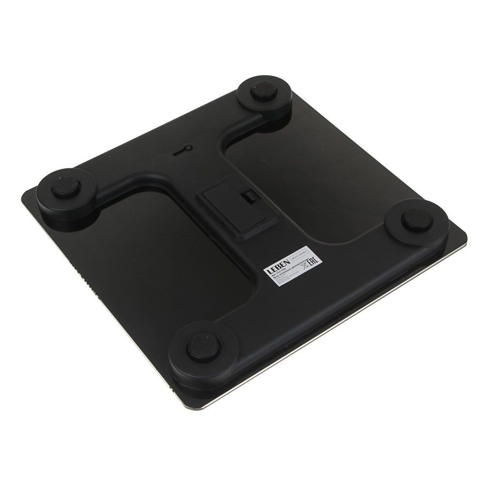 LEBEN Весы напольные, диагностические, до180 кг, от 2хAAA, стекло, чёрный, арт.№ 252-096