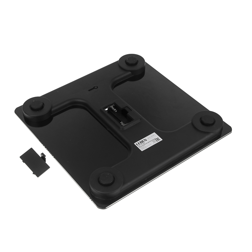 LEBEN Весы напольные, диагностические, до180 кг, от 2хAAA, стекло, чёрный, арт.№ 252-096