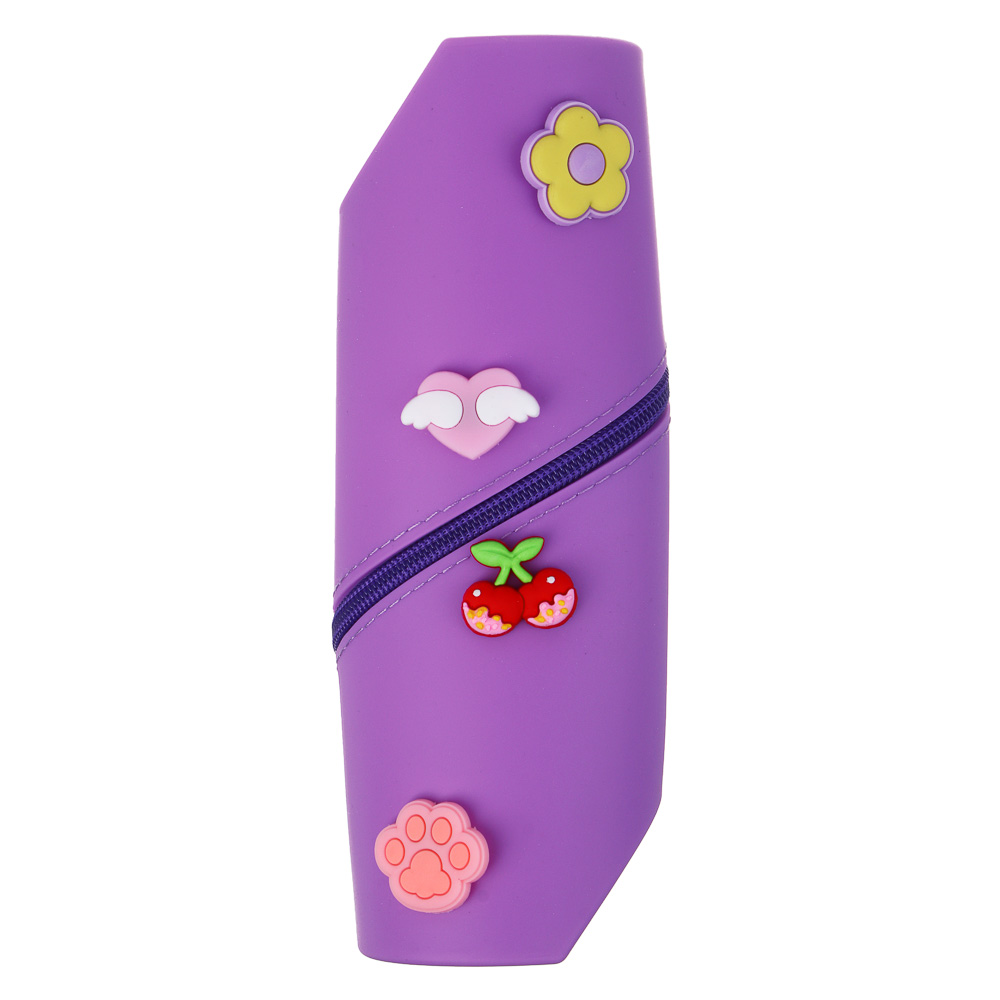 Пенал школьный силиконовый 21,5х7,5х5,5 см, 4 джибитса, 2 дизайна, арт.№ 238-433