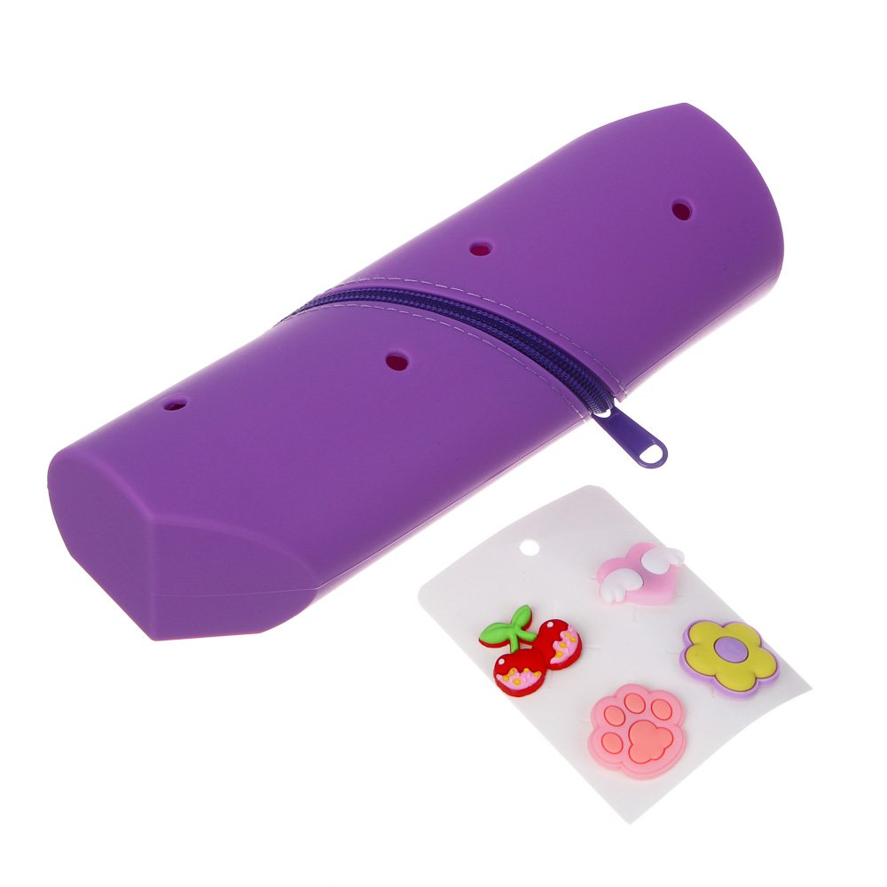 Пенал школьный силиконовый 21,5х7,5х5,5 см, 4 джибитса, 2 дизайна, арт.№ 238-433