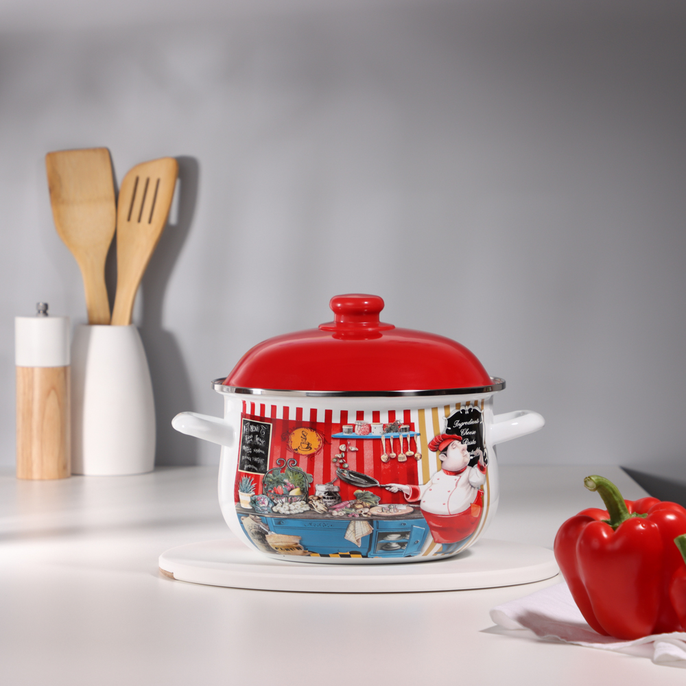 VETTA Повар Кастрюля эмалированная, 22см, 3,6л, индукция, арт.№ 894-440