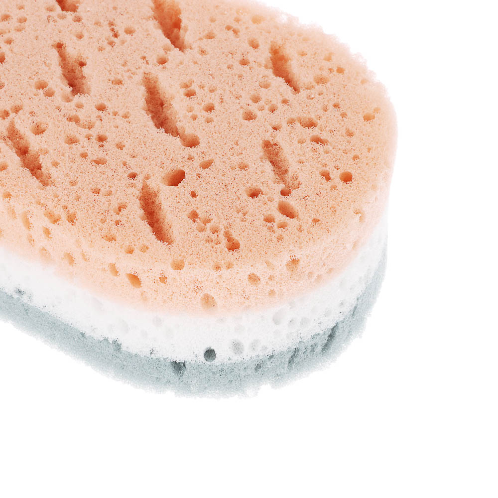 ЮL Мочалка губка поролоновая наборная сэндвич с подвесом, полиуретан, 15,5х9,5х5см, 3 цвета, МС24-01, арт.№ 361-144