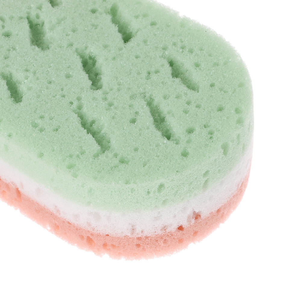 ЮL Мочалка губка поролоновая наборная сэндвич с подвесом, полиуретан, 15,5х9,5х5см, 3 цвета, МС24-01, арт.№ 361-144