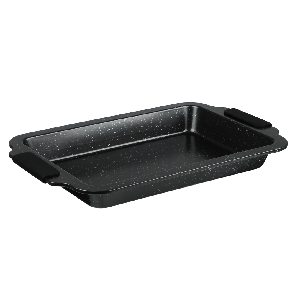 SATOSHI Лион Противень глубокий 36x23x3,5 см, антипригарное покрытие Мрамор, силиконовые ручки, арт.№ 849-257