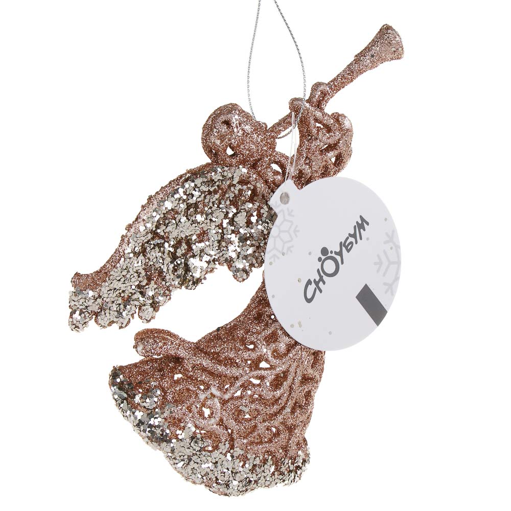 СНОУ БУМ Декоративная подвеска "Ангел" 16 см, пластик, глиттер, арт.№ 397-490