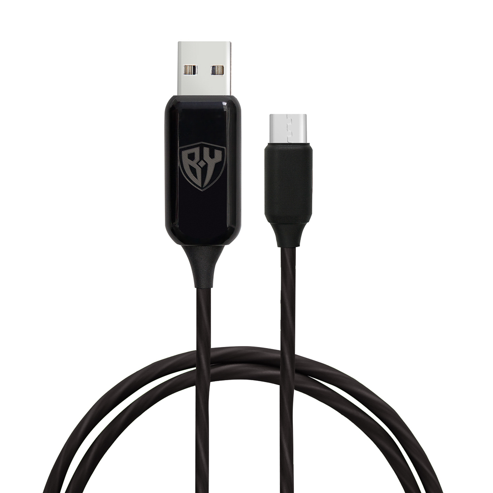 Кабель для зарядки USB(A)-microUSB BY Светящийся Рыжий, 1м, 2.4А, быстрая зарядка, LED подсветка, пу, арт.№ 931-108