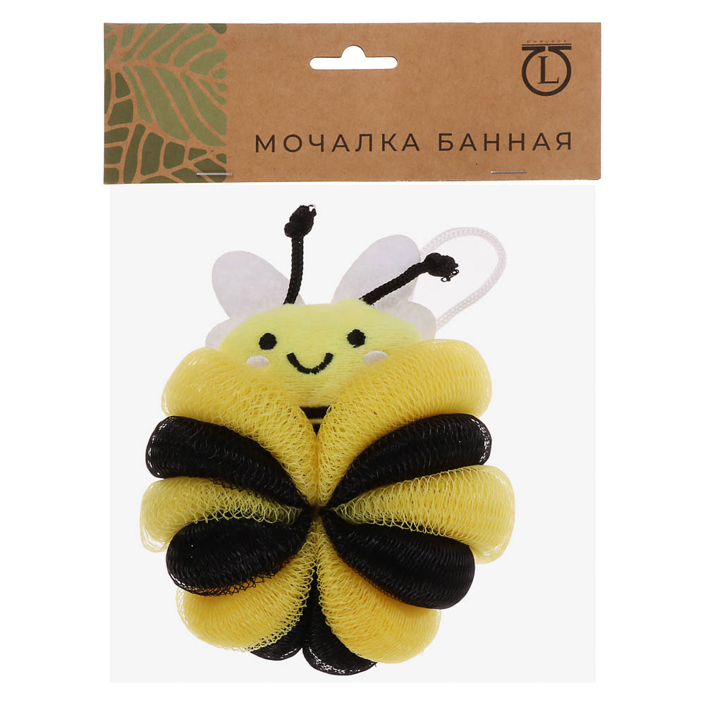 ЮL Мочалка банная для тела, полиэтилен, полиэстер, 50гр, 2 дизайна, МС24-04, арт.№ 361-148