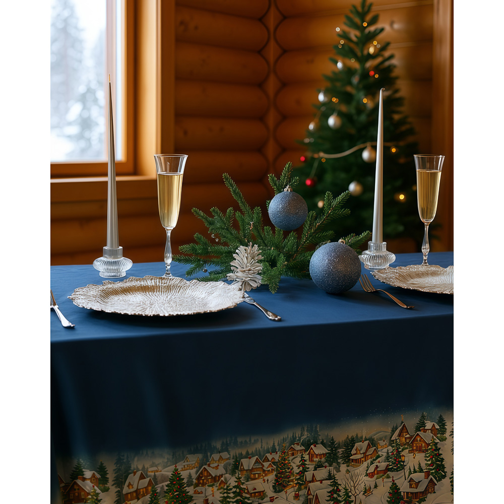 PROVANCE Нордик Скатерть текстильная с водоотталк.пропиткой, 140х140см, 100% полиэстер, домики, арт.№ 492-283