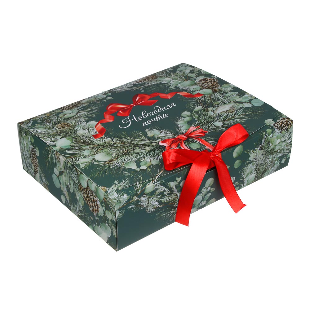 Коробка подарочная новогодняя тм СНОУ БУМ складная, 31x24.5x8см, 4диз, картон, арт.№ 780-029