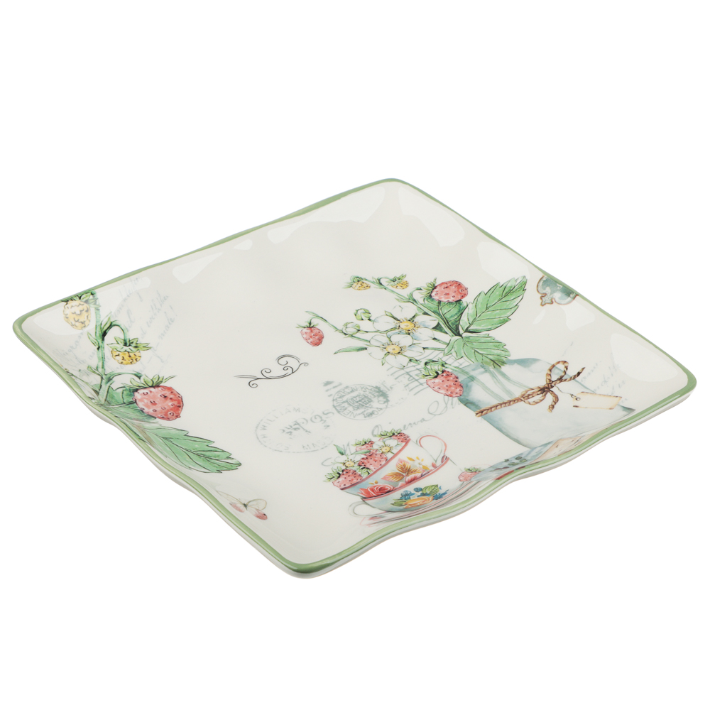 MILLIMI Земляника Блюдо квадратное, 22х22х3см, керамика, арт.№ 824-195