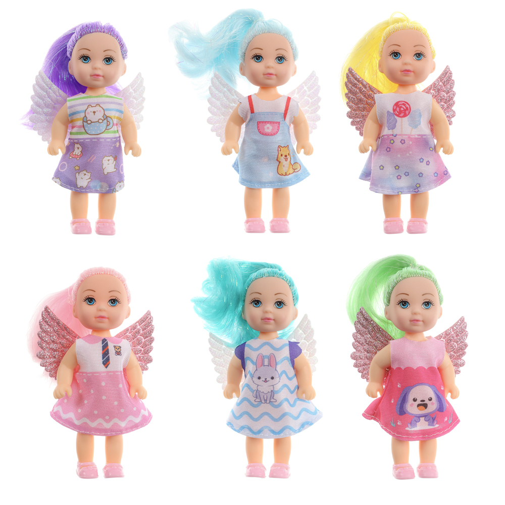 ИГРОЛЕНД Кукла с крылышками и цветн.волосами, 11 см, ABS, PVC, полиэстер, 13,5х4,5х18 см, 6 дизайнов, арт.№ 436-150