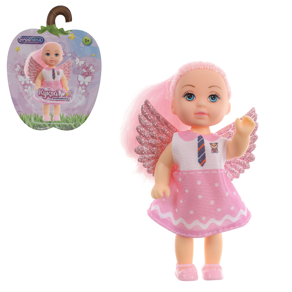 ИГРОЛЕНД Кукла с крылышками и цветн.волосами, 11 см, ABS, PVC, полиэстер, 13,5х4,5х18 см, 6 дизайнов, арт.№ 436-150