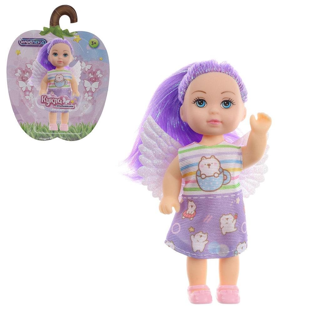ИГРОЛЕНД Кукла с крылышками и цветн.волосами, 11 см, ABS, PVC, полиэстер, 13,5х4,5х18 см, 6 дизайнов, арт.№ 436-150