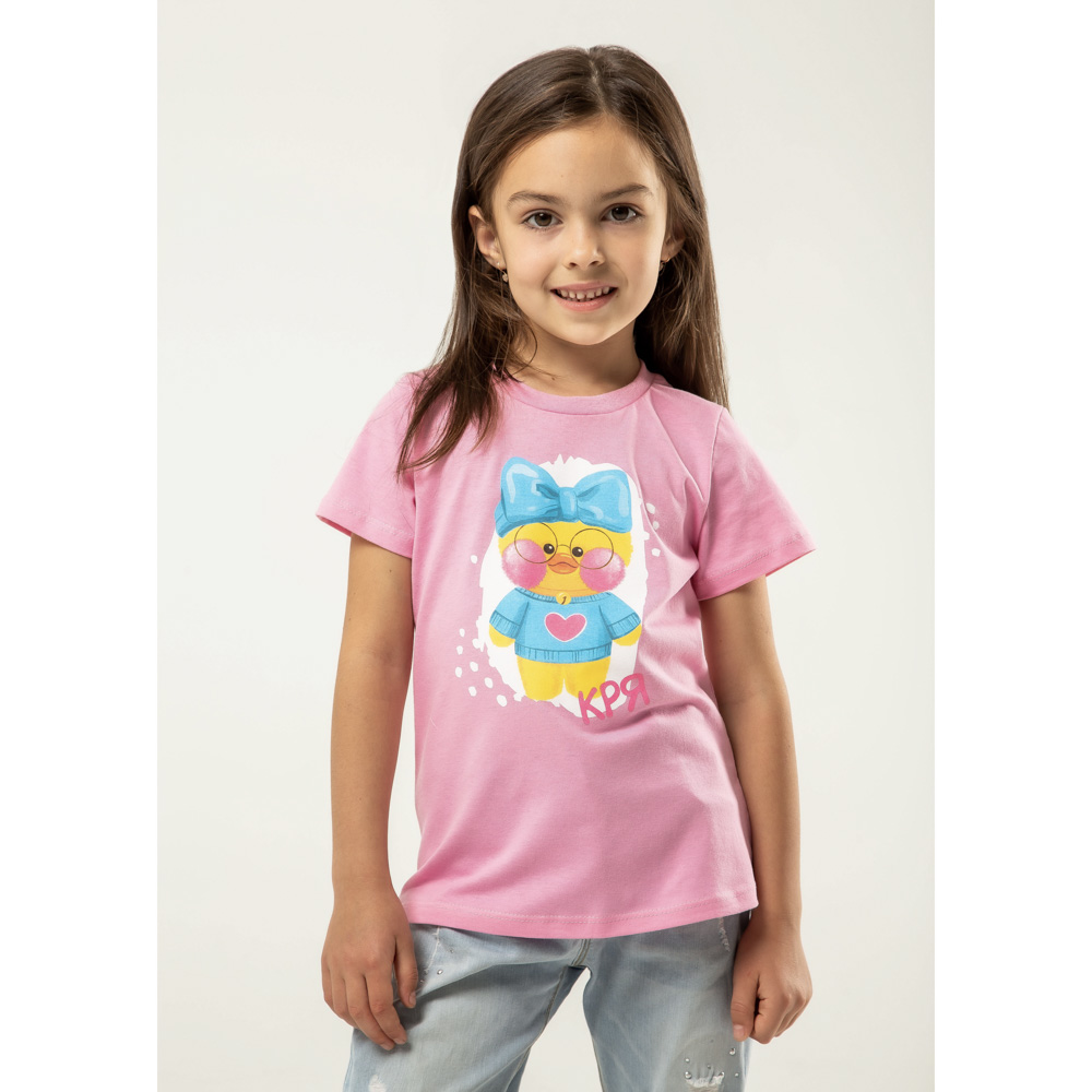 Футболка "ДЕТИ" Кря, хлопок, размер 116, цвет розовый, арт.№ 830-808