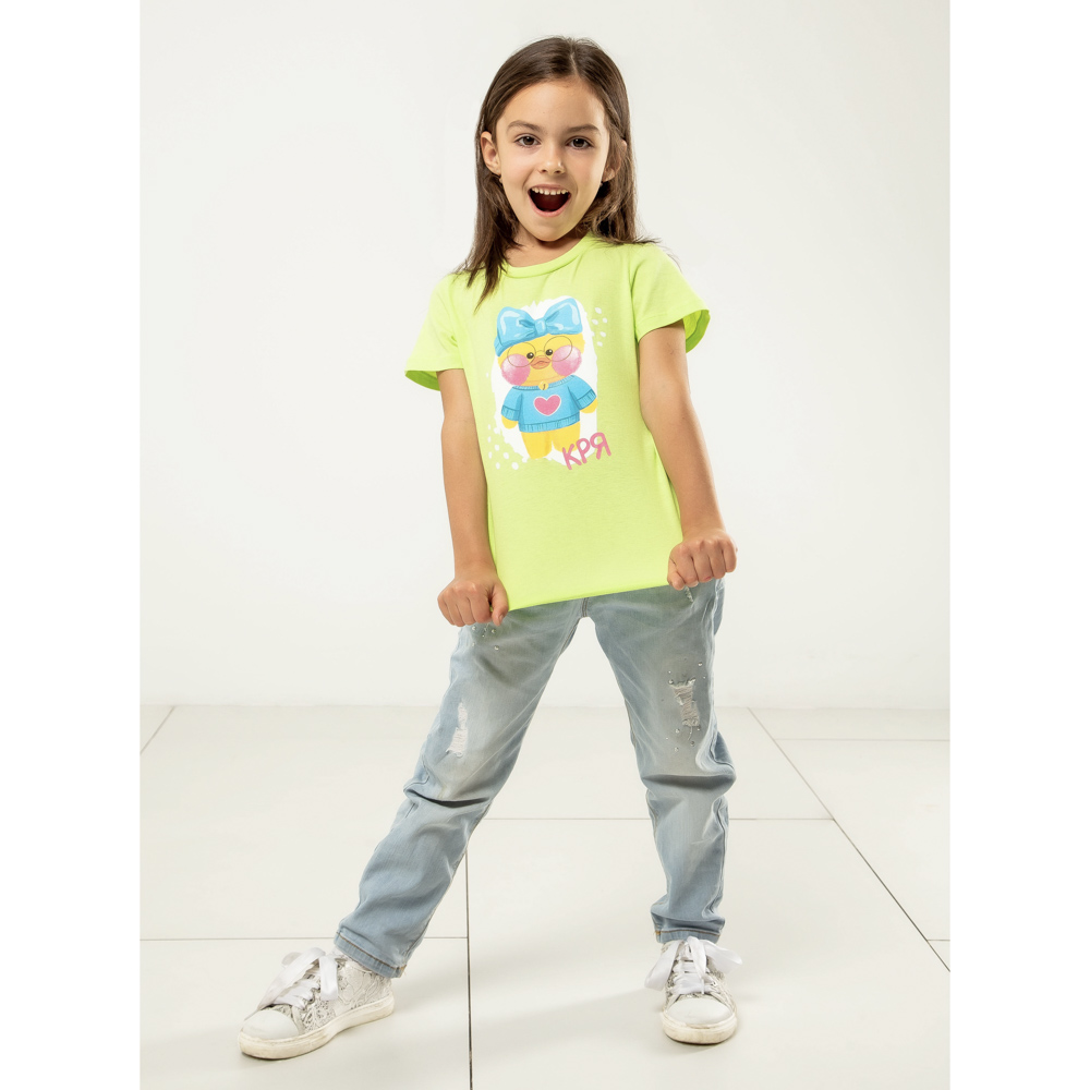 Футболка "ДЕТИ" Кря, хлопок, размер 116, цвет салатовый, арт.№ 830-812