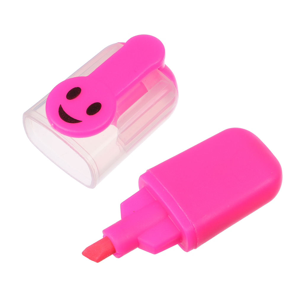 Маркер-выделитель, клип в форме смайлика, длина маркера 5,5 см, 6 неоновых цветов, арт.№ 613-083