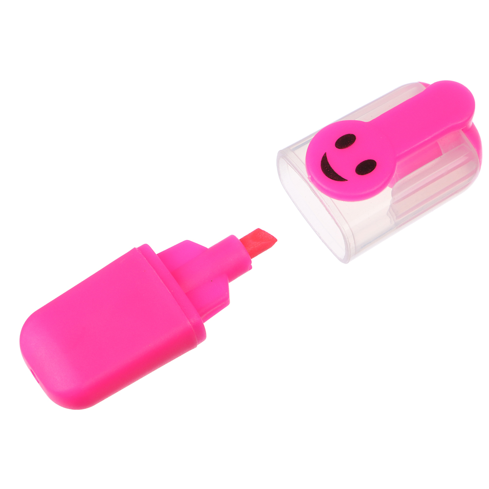 Маркер-выделитель, клип в форме смайлика, длина маркера 5,5 см, 6 неоновых цветов, арт.№ 613-083