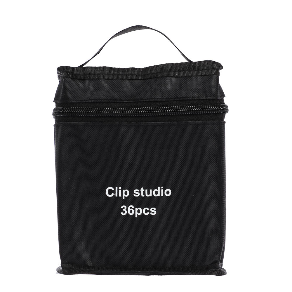 Набор маркеров для скетчинга ClipStudio 36 цветов, 2-сторонний, круглый/скошенный, чехол, арт.№ 613-134