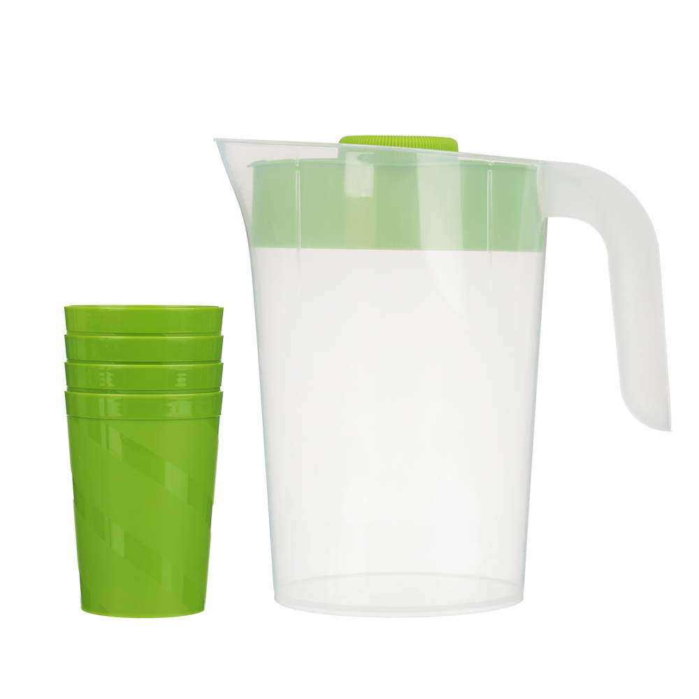 Набор посуды: кувшин 2л Practic с крышкой + стаканы 4шт 0,25л, пластик, арт.№ 861-483