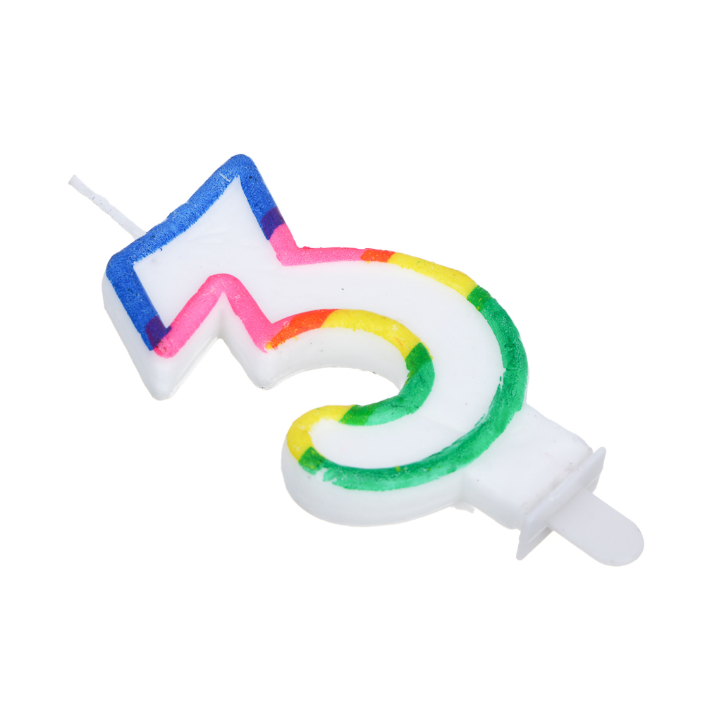 Капитан Весельчак Свеча для торта в форме цифры, с подставкой (3), парафин, PP, арт.№ 506-238