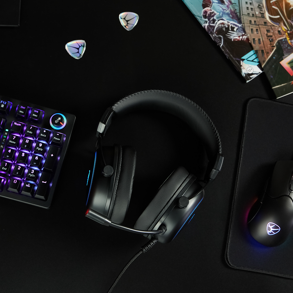 Наушники проводные с микрофоном игровые BY Kabuto Type-C USB(A)3,2 м, VS7.1, настр. RGB подсветка, арт.№ 410-091