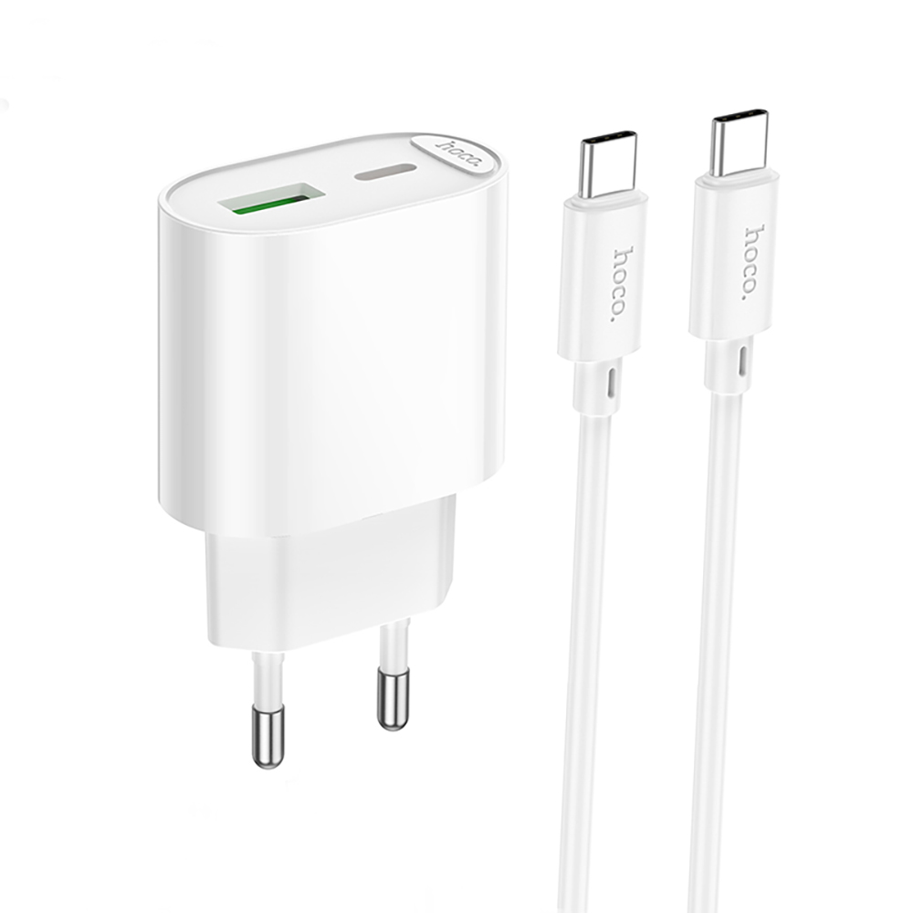 Комплект СЗУ hoco. модель C109A, PD20Вт+QC3.0, каб. C-C, белый, арт.№ 916-336