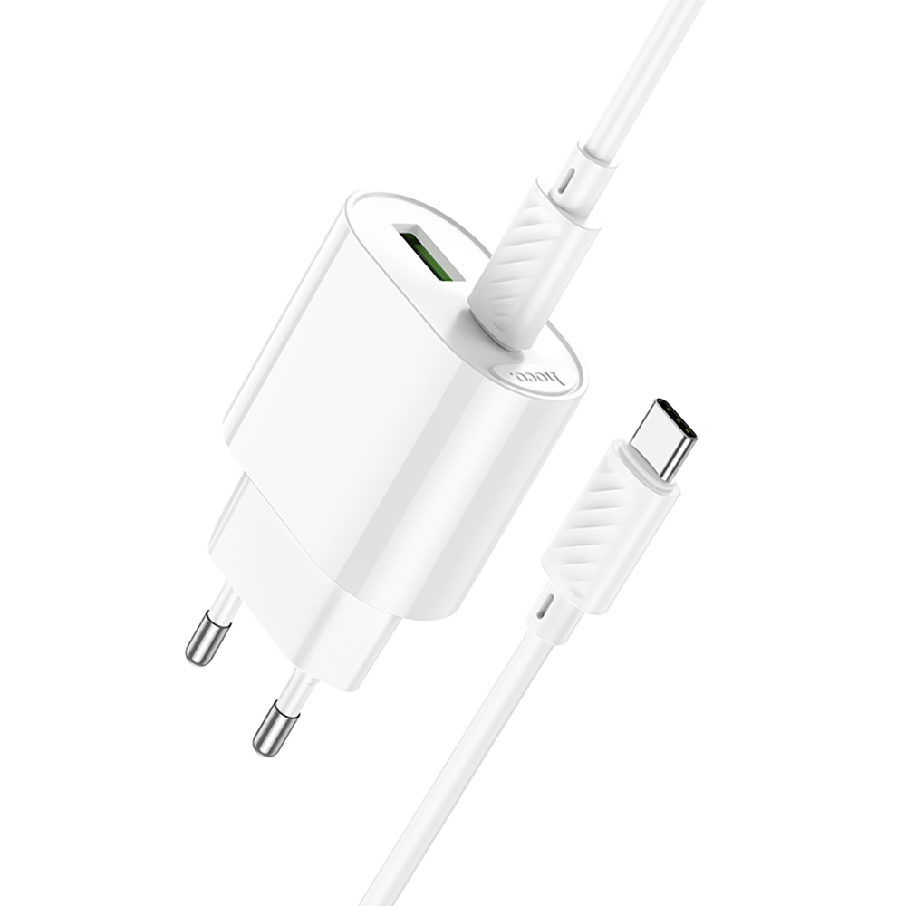 Комплект СЗУ hoco. модель C109A, PD20Вт+QC3.0, каб. C-C, белый, арт.№ 916-336