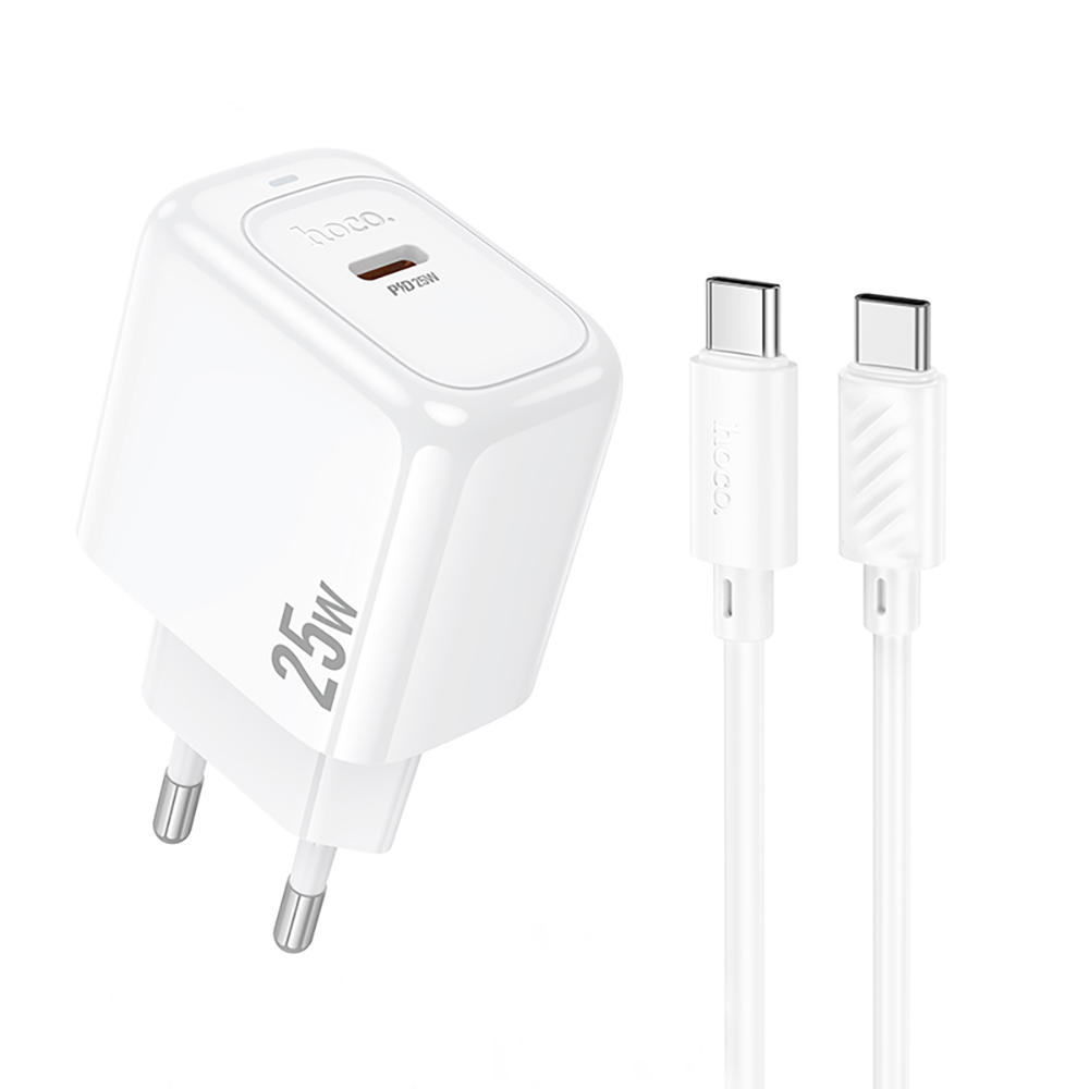 Комплект СЗУ hoco. модель CS53A, USB-C, PD25Вт, каб. C-C, белый, арт.№ 916-337