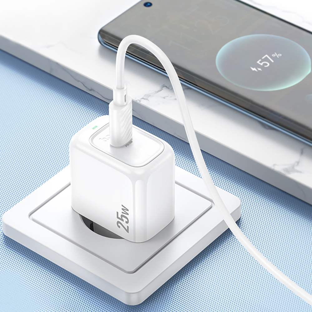 Комплект СЗУ hoco. модель CS53A, USB-C, PD25Вт, каб. C-C, белый, арт.№ 916-337