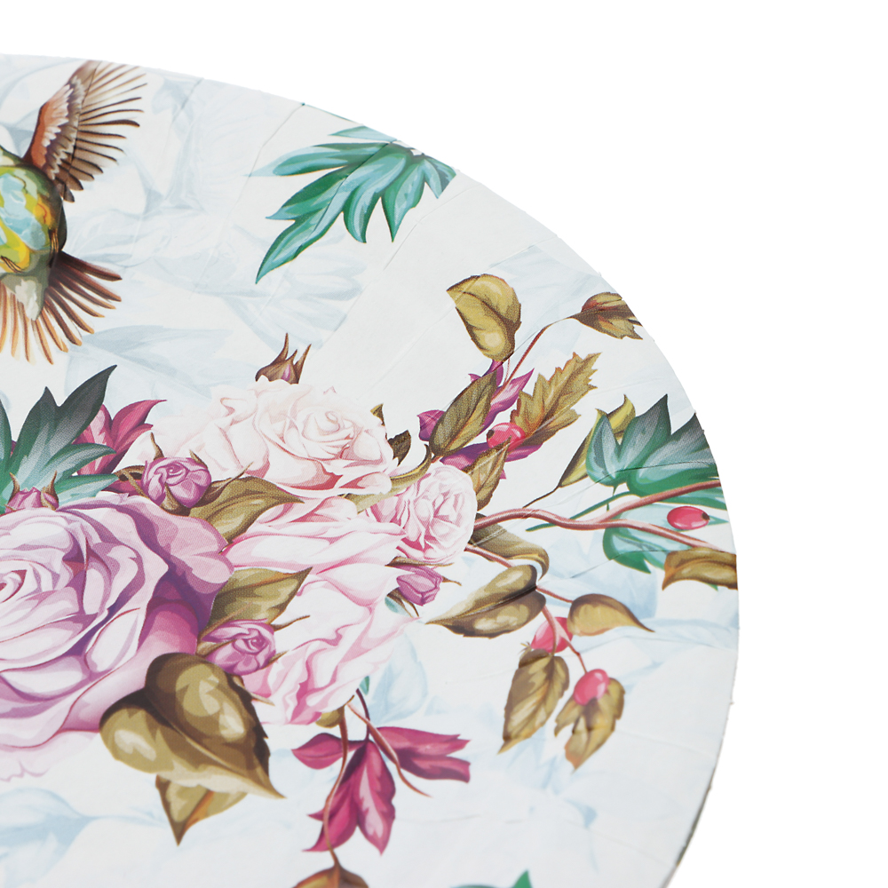 Набор бумажных тарелок Птицы и цветы, 6 шт, арт.№ 530-414