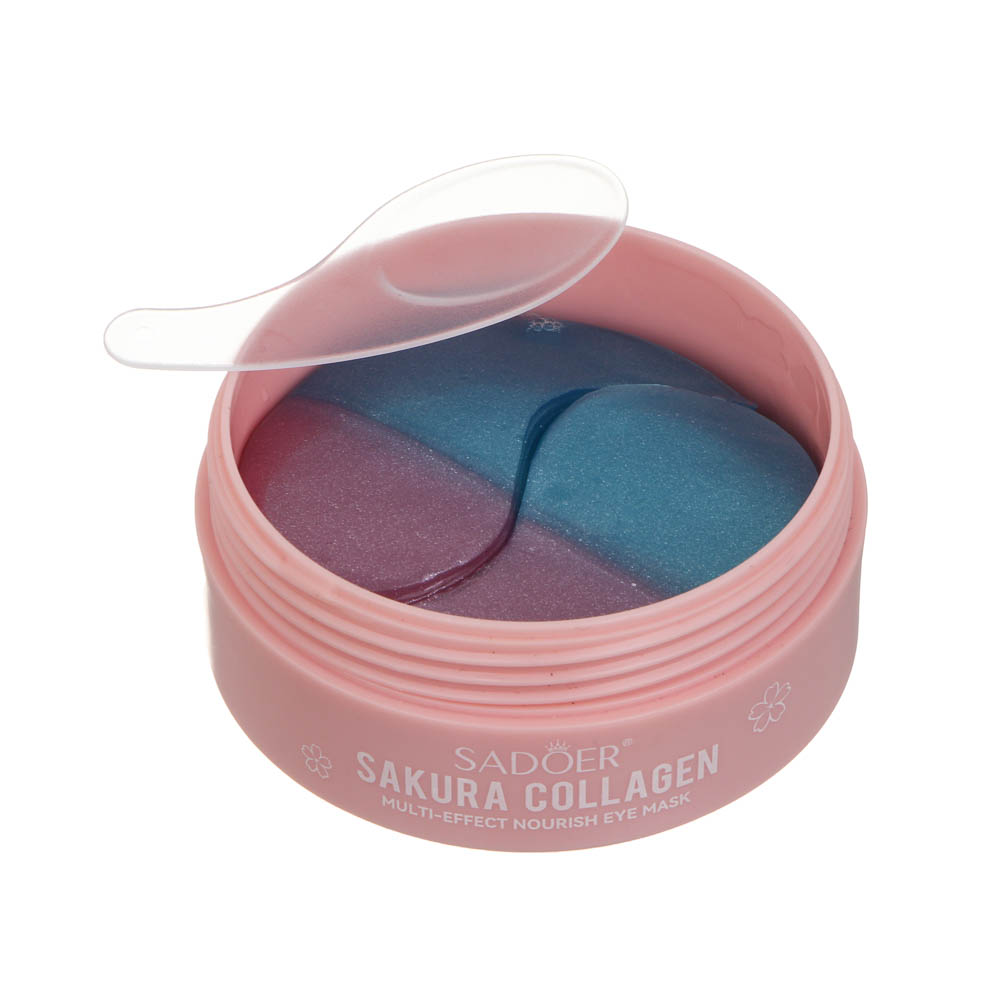 Патчи для глаз мультиэффект с коллагеном и сакурой тм Sadoer 60 шт, 80гр, арт.№ 022-214