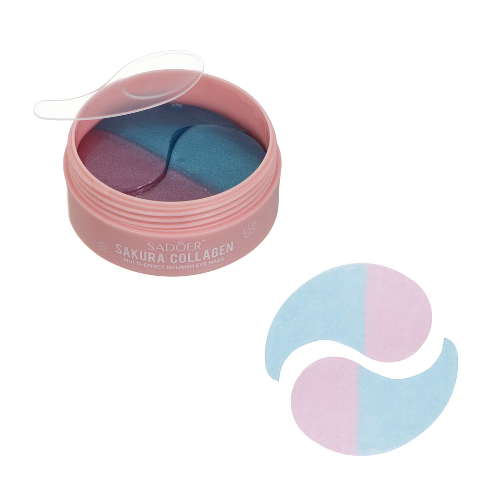 Патчи для глаз мультиэффект с коллагеном и сакурой тм Sadoer 60 шт, 80гр, арт.№ 022-214