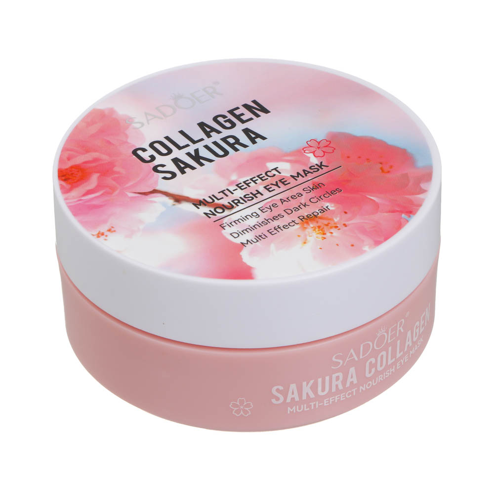 Патчи для глаз мультиэффект с коллагеном и сакурой тм Sadoer 60 шт, 80гр, арт.№ 022-214