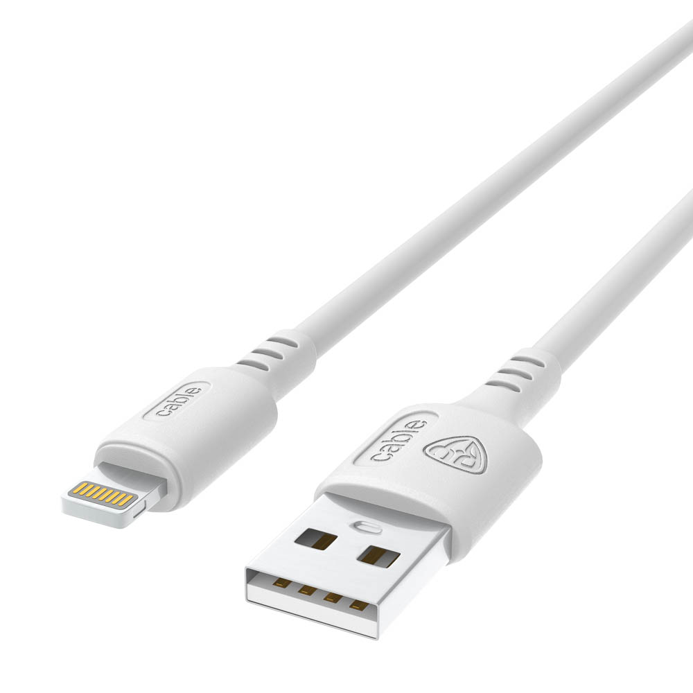 Кабель для зарядки USB(A)-iP BY Fusion, 12Вт, 1 м, 2.4A, TPE, белый, арт.№ 931-617