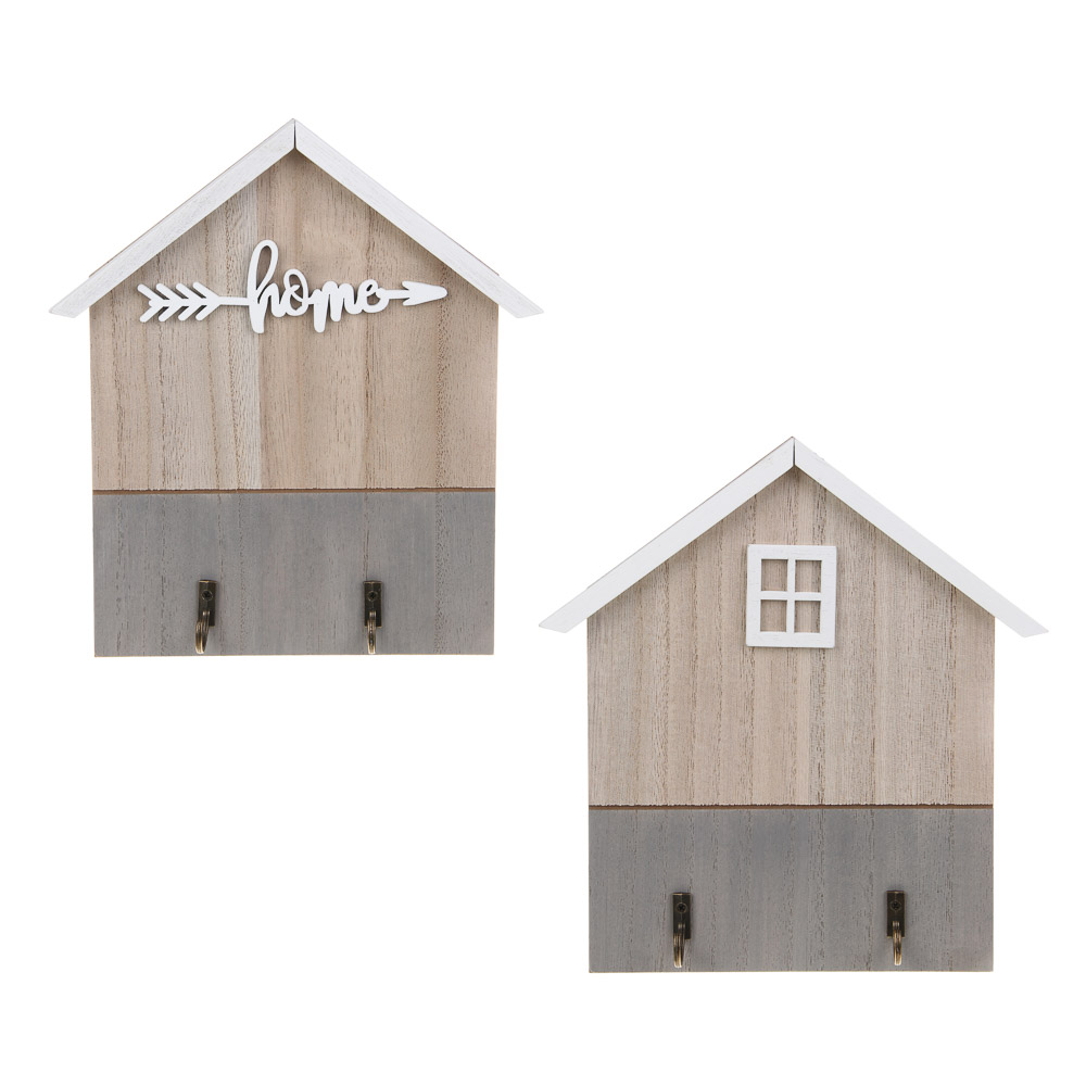 Ключница открытого типа на 2 крючка, 21,5x19,5x3 см, МДФ, 2 дизайна, арт.№ 510-015