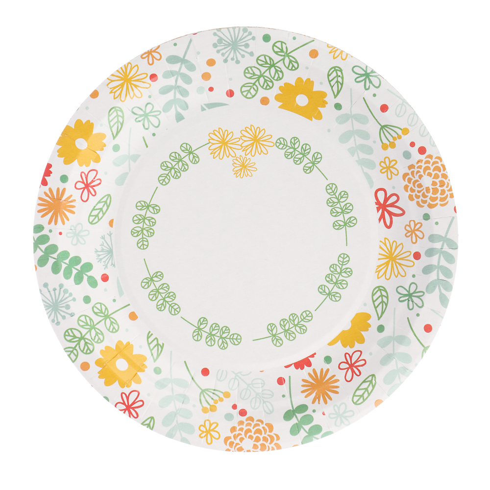 Набор бумажных тарелок Лимоны, Желтые цветы, 6 шт в асс, арт.№ 530-380