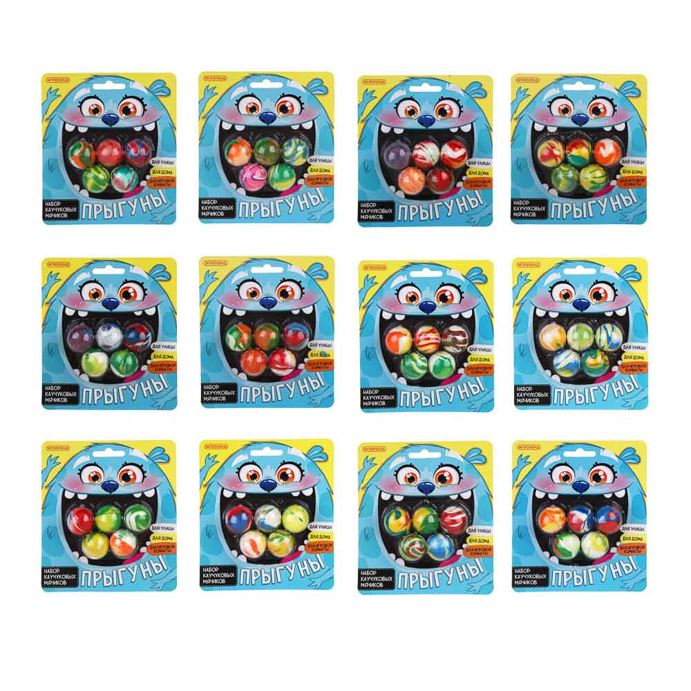 ИГРОЛЕНД Набор каучуковых мячиков "Прыгуны", d=2,5см, 5 штук, микс, арт.№ 295-252