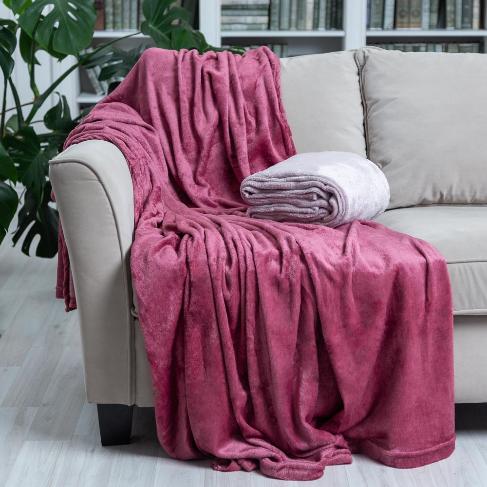 PROVANCE Плед, микрофибра, 180х200см, 180гр/м, "Баланс", ягодный MP, арт.№ 486-107