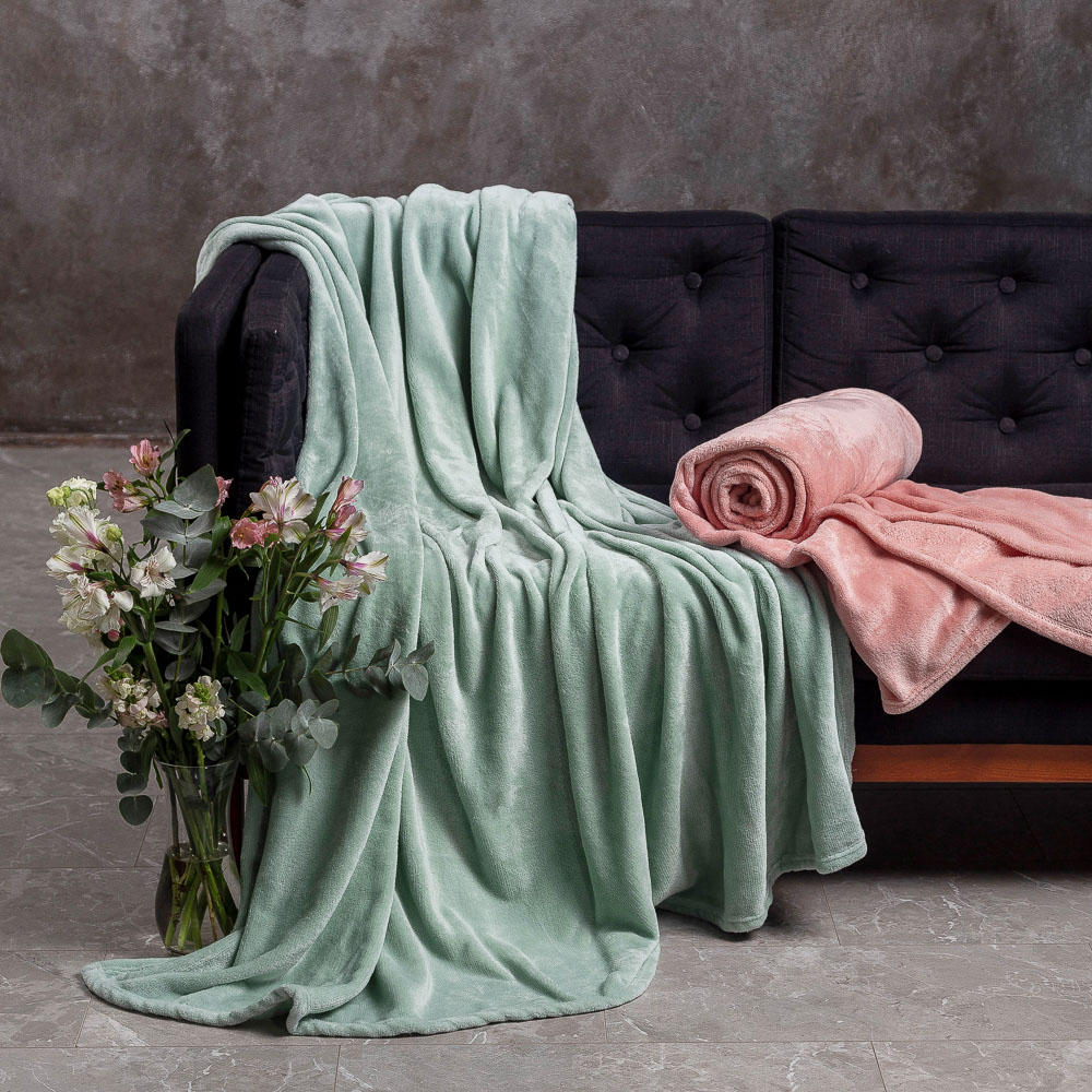 PROVANCE Плед, микрофибра, 180х200см, 230гр/м, "Нежность", мятный MP, арт.№ 486-110