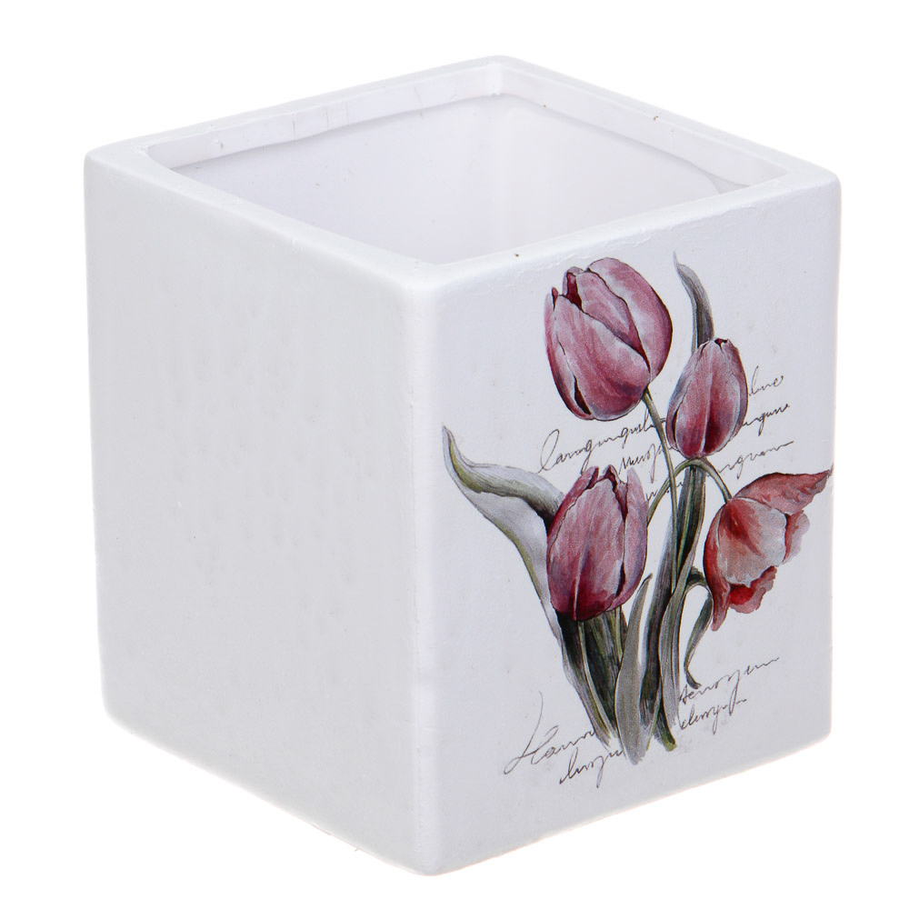 INBLOOM Кашпо Цветы 10х9см, керамика, арт.№ 164-358