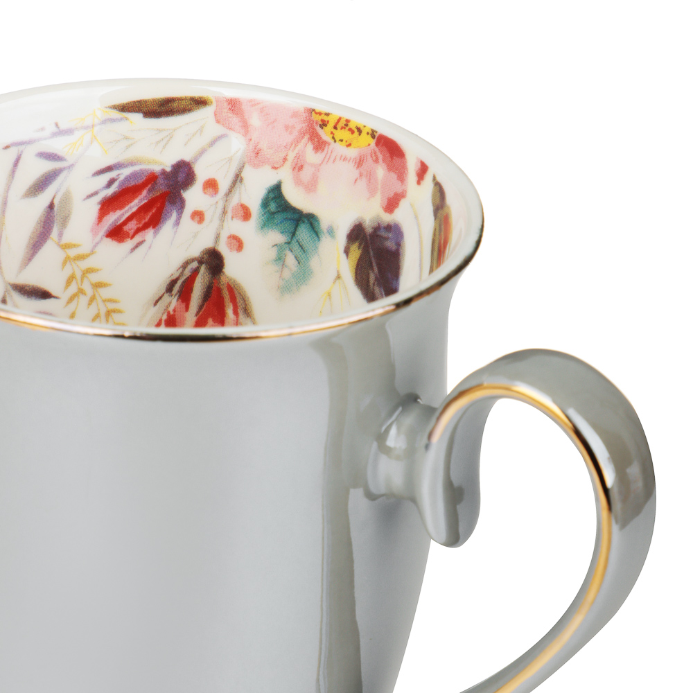 MILLIMI Перламутр серебро Кружка 320мл, костяной фарфор, арт.№ 802-423