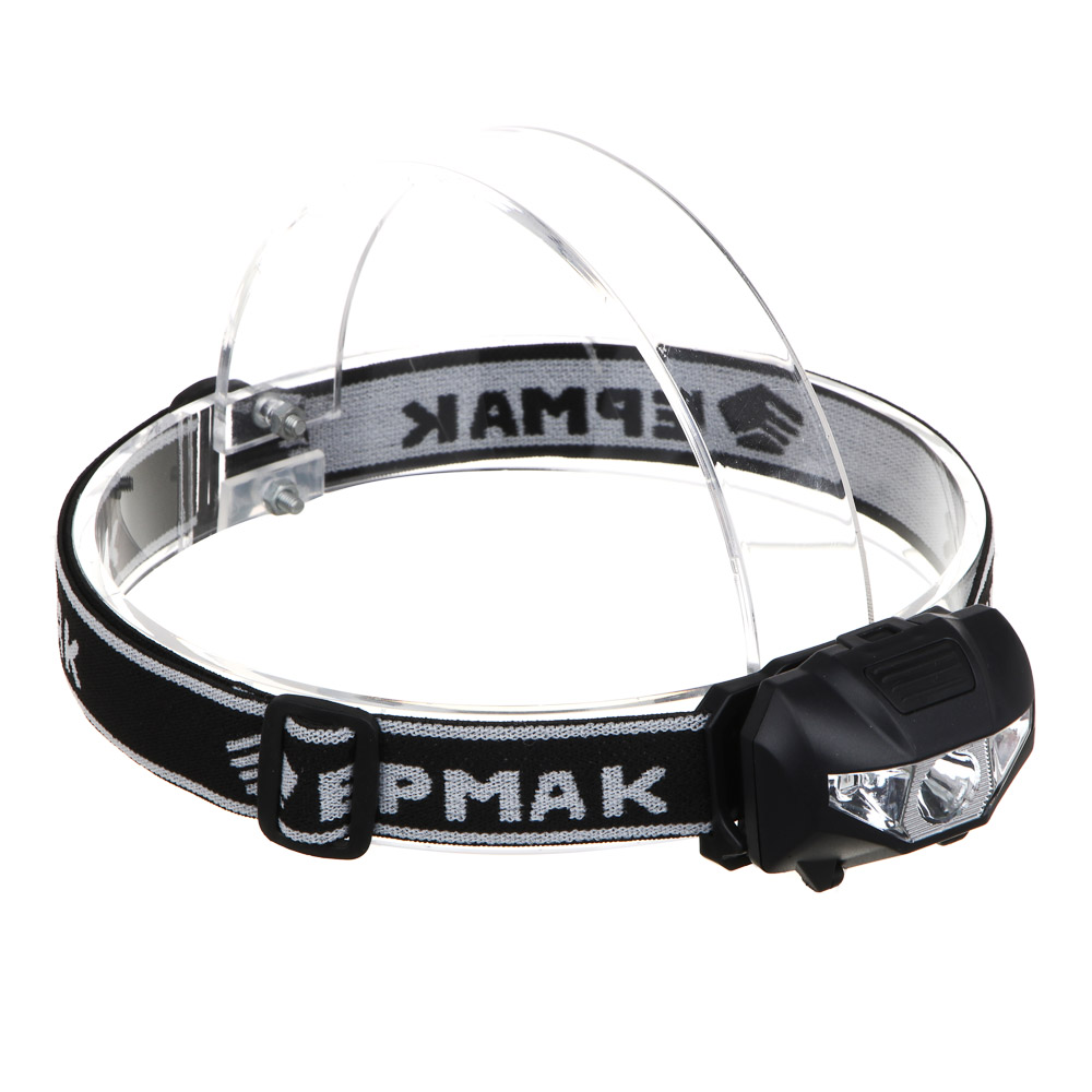 Фонарь налобный тм ЕРМАК, 2 LED+COB, 3 режима, 3хААА, 6х4,6х3,5см, красный свет, арт.№ 221-029