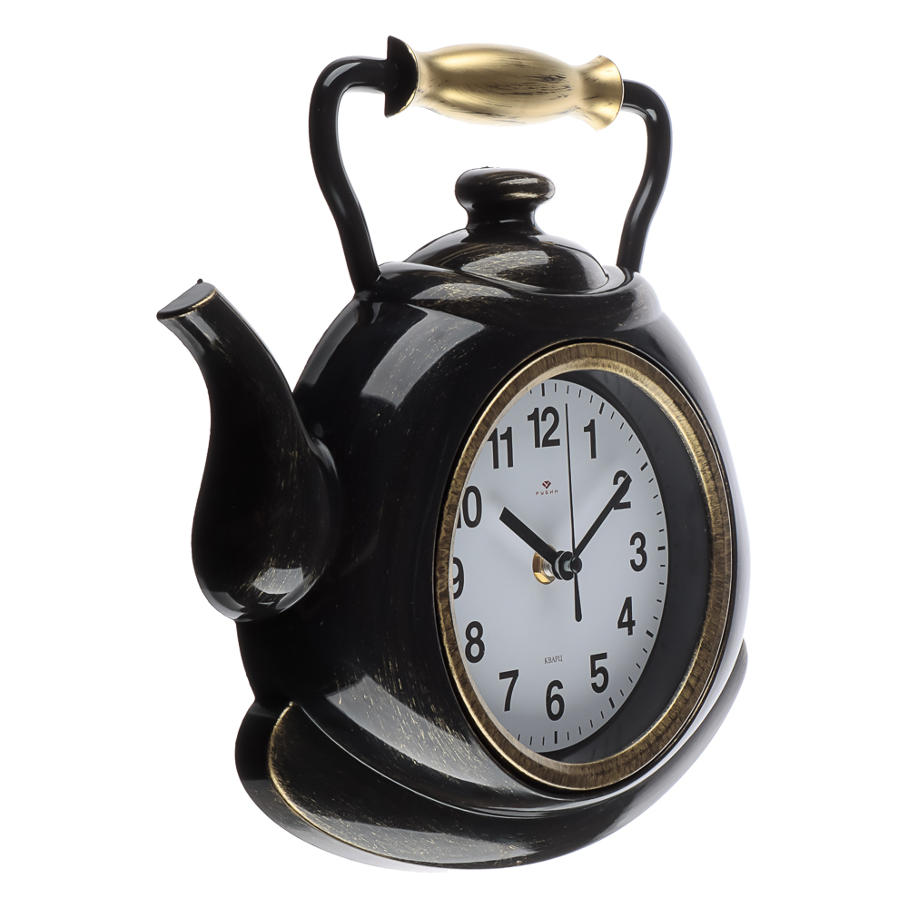 Часы настенные чайник 27х28,5 см, корпус черный с золотом "Классика", арт.3129-006, арт.№ 581-373